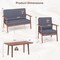 4 Piece Outdoor Acacia Wood Conversation Set With Soft Seat And Back Cushions